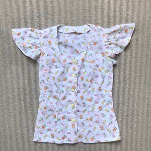 Vintage flowers & fruit handmade smock top sz s/m